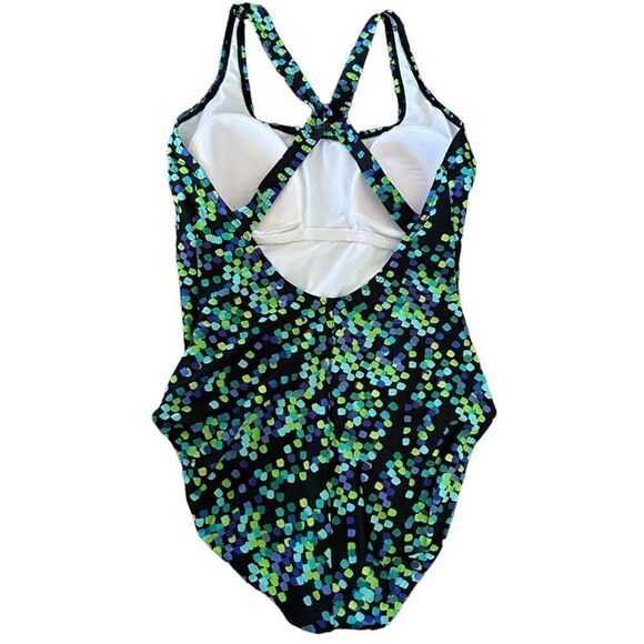 Green Speedo Full Piece Modest Sport Active Support One Piece Swimsuit - Picture 2 of 5